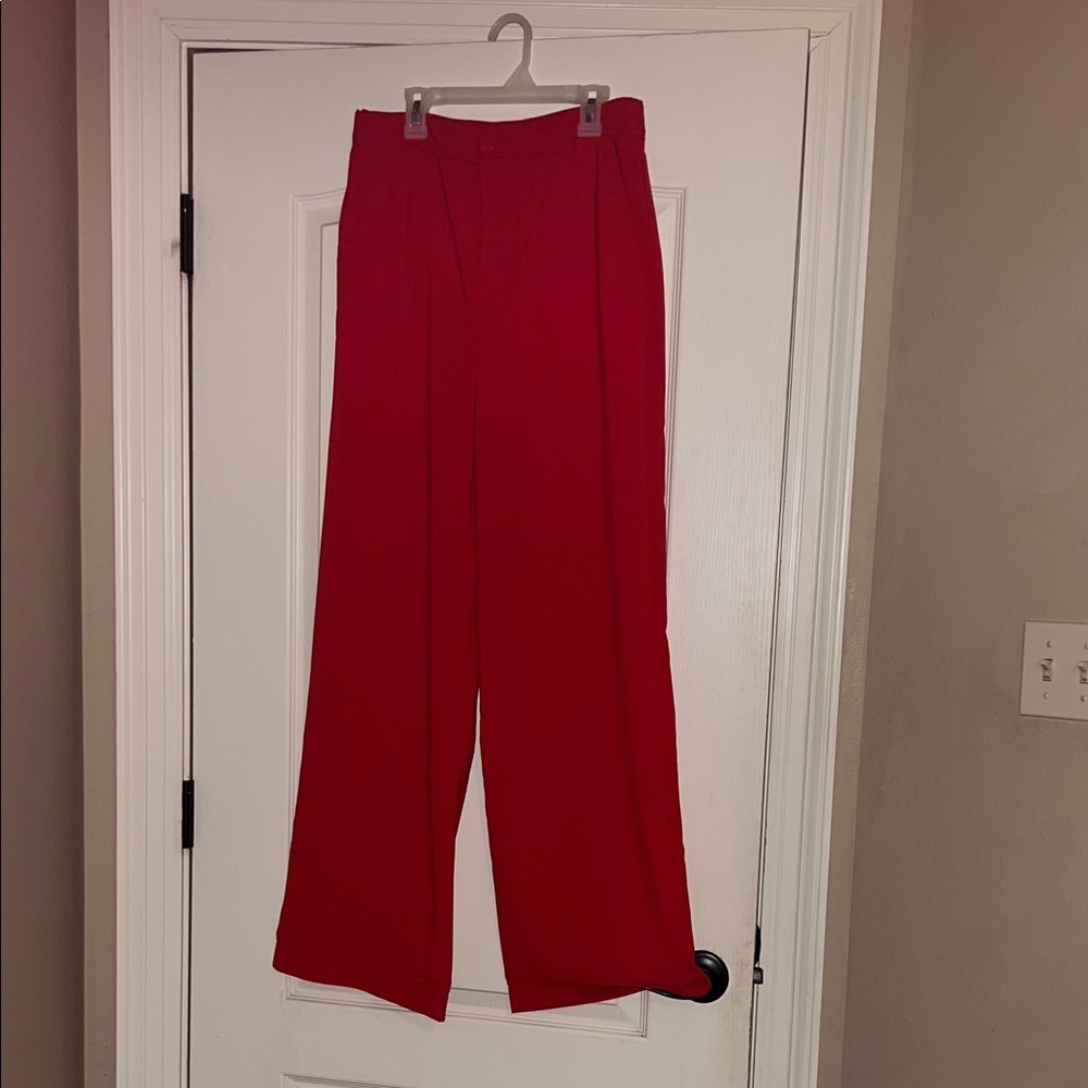 Endless Rose Vibrant Red Wide Leg Pants